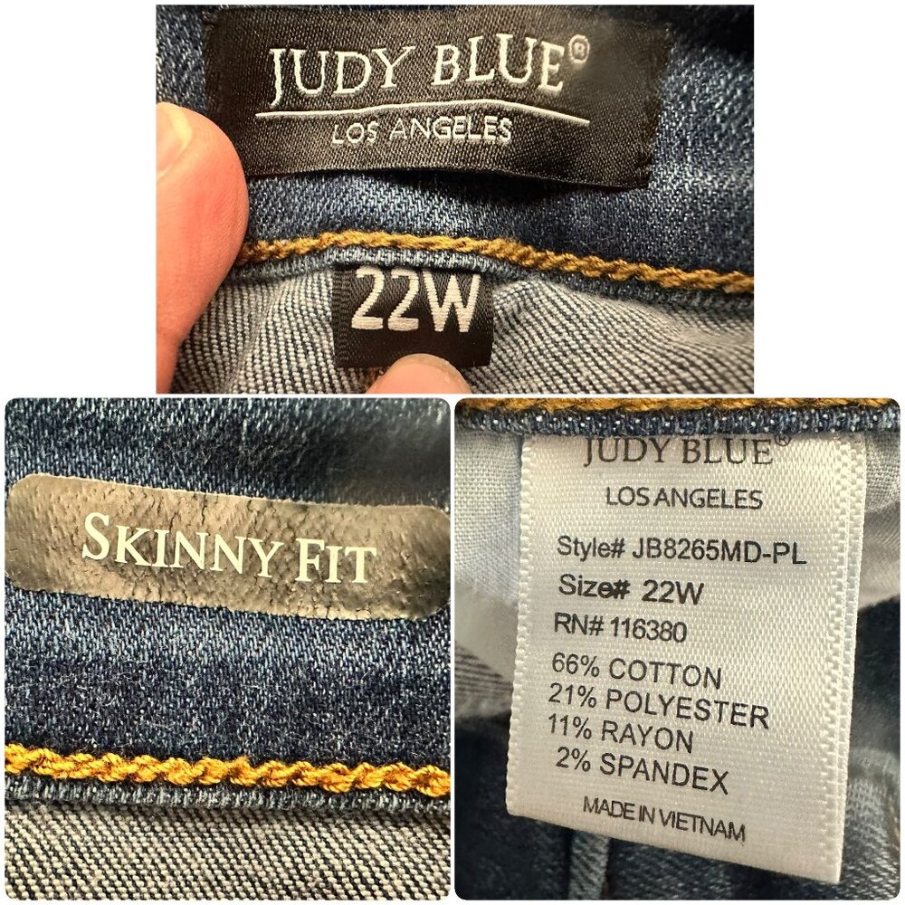 Judy Blue Skinny Fit Jeans Women 22W Blue High Rise Animal Print Patches Stretch - Picture 4 of 11